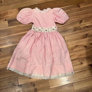 Vintage Corrisa International Nicole Blush Pink Dress with Elegant Lace girls 14